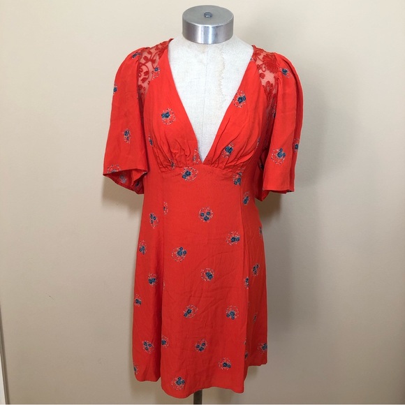 Free People Red Floral Dress - Picture 1 of 7